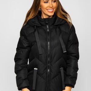 Saints & Sinners Black Quilted Bomber Jacket with Hood 🖤
